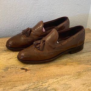 [ Bostonian] Mens Brown Slip On Wingtip Bostonian Dress Shoe
